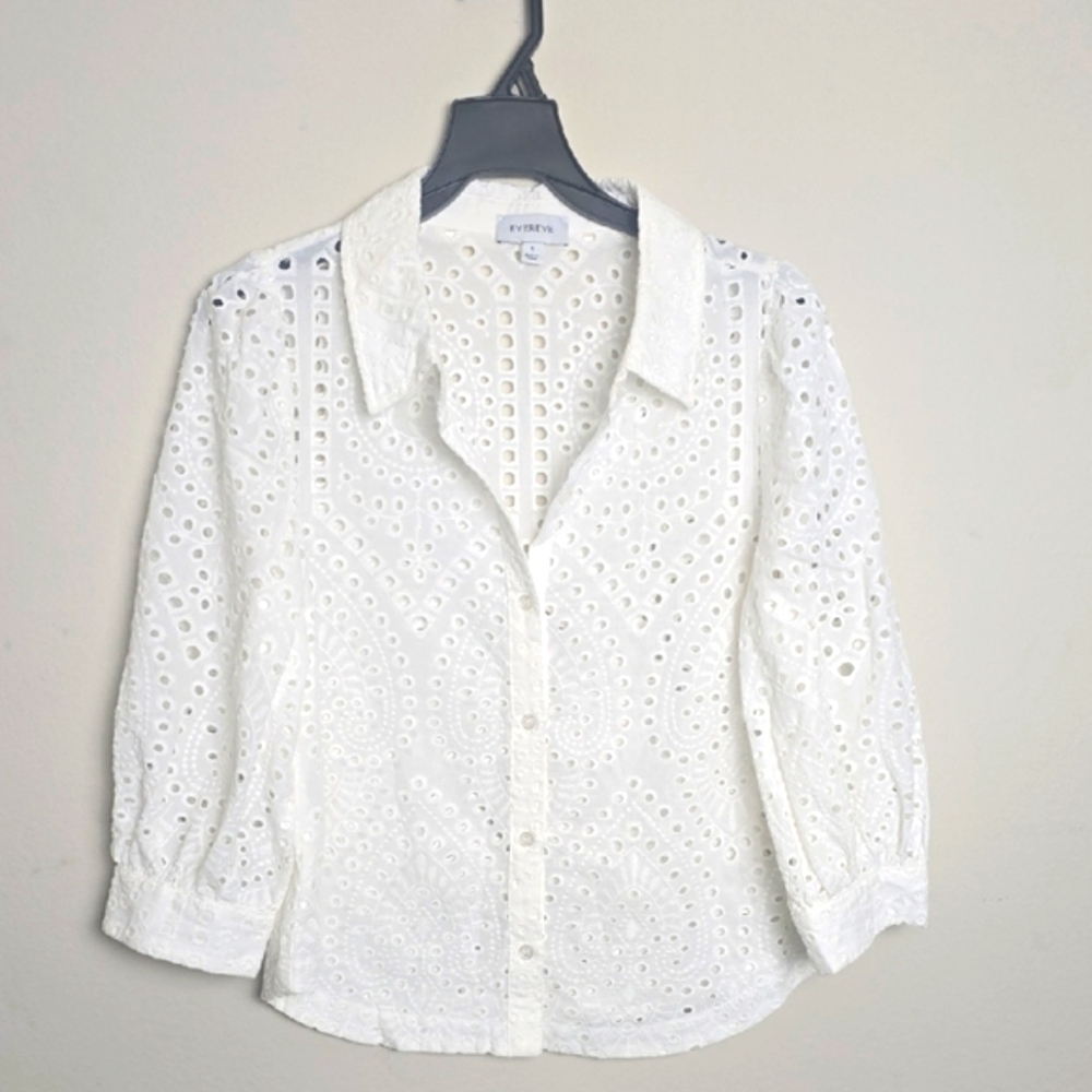 Women Evereve White Cuffed Sleeve Button Down Shirt